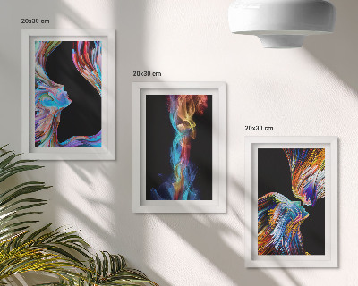 Trittico incorniciato Astrazioni colorate con volti e forme dinamiche