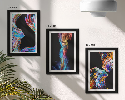 Trittico incorniciato Astrazioni colorate con volti e forme dinamiche