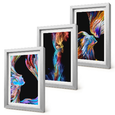 Trittico incorniciato Astrazioni colorate con volti e forme dinamiche