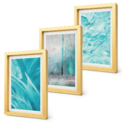 Composizione di 3 quadri Sfumature di blu in delicati motivi astratti