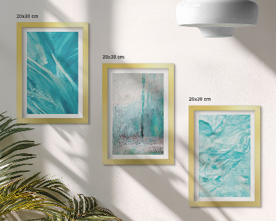 Composizione di 3 quadri Sfumature di blu in delicati motivi astratti