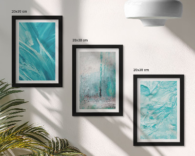 Composizione di 3 quadri Sfumature di blu in delicati motivi astratti