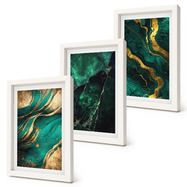 Trittico incorniciato Eleganti motivi astratti di pietra