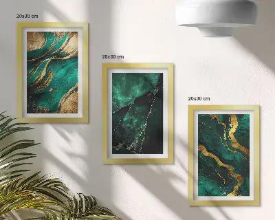 Eleganti motivi astratti di pietra trittico incorniciato