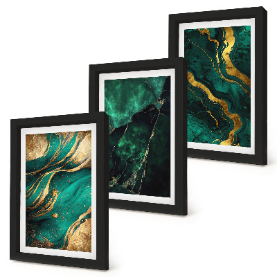Trittico incorniciato Eleganti motivi astratti di pietra