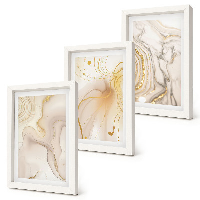 Trittico incorniciato Sottili motivi astratti di vernice versata