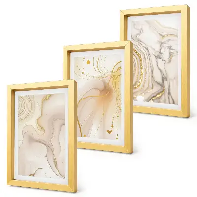 Trittico incorniciato motivi astratti sottili con vernice versata