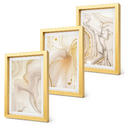 Trittico incorniciato Sottili motivi astratti di vernice versata