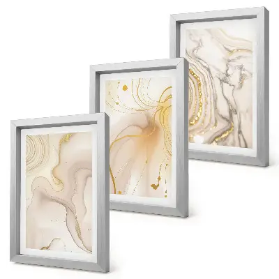 Trittico incorniciato motivi astratti sottili con vernice versata
