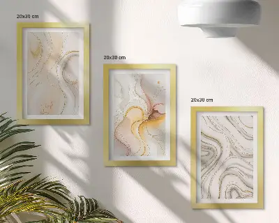 Composizione di 3 quadri motivi astratti e caldi con eleganti disegni