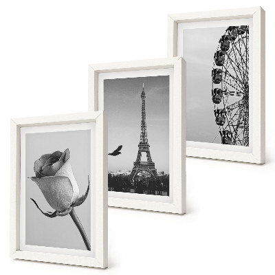 Trittico incorniciato Torre Eiffel rosa e ruota panoramica in bianco e nero