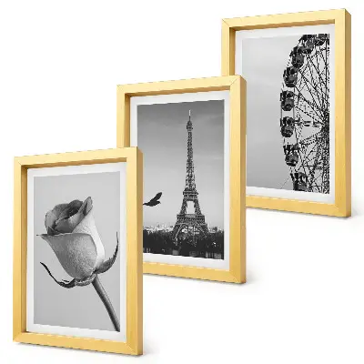 Trittico incorniciato con stampa della Torre Eiffel rosa e della ruota panoramica in bianco e nero