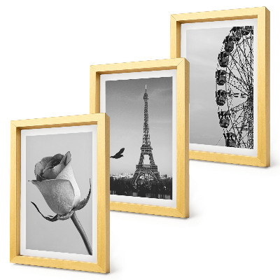 Trittico incorniciato Torre Eiffel rosa e ruota panoramica in bianco e nero