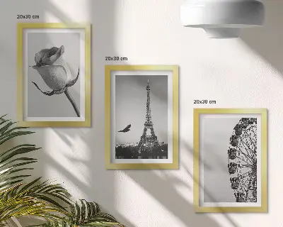 Trittico incorniciato con stampa della Torre Eiffel rosa e della ruota panoramica in bianco e nero