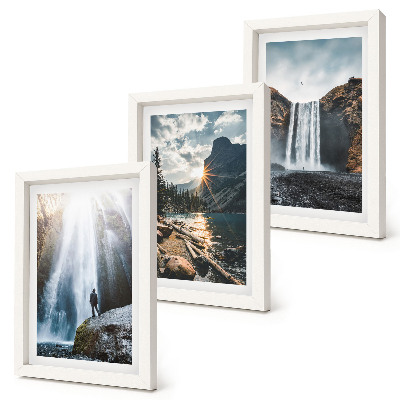 Composizione di 3 quadri Cascate in montagna con splendidi paesaggi naturali