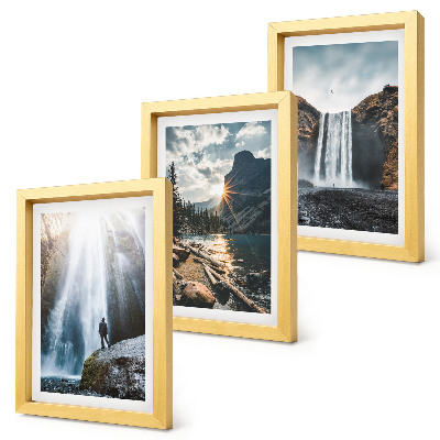 Composizione di 3 quadri Cascate in montagna con splendidi paesaggi naturali