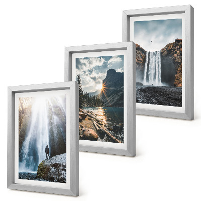 Composizione di 3 quadri Cascate in montagna con splendidi paesaggi naturali