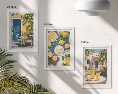 Composizione di 3 quadri Limonata con vista sull'Italia e un patio al sole