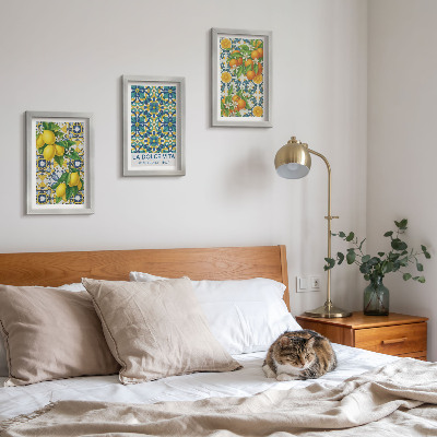 Trittico incorniciato Fiori di limone e arance in stile italiano