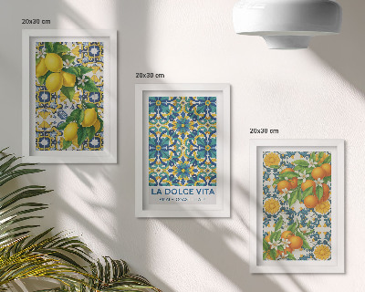 Trittico incorniciato Fiori di limone e arance in stile italiano