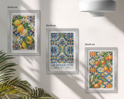 Composizione di 3 quadri Fiori di limone e arancio in motivi colorati