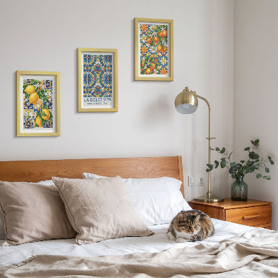 Composizione di 3 quadri Fiori di limone e arancio in motivi colorati