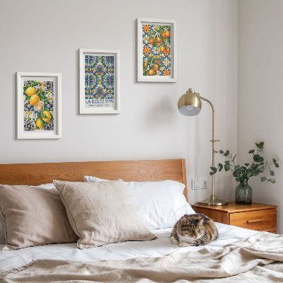Composizione di 3 quadri Fiori di limone e arancio in motivi colorati