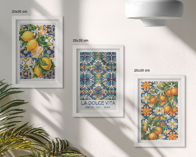 Composizione di 3 quadri Fiori di limone e arancio in motivi colorati