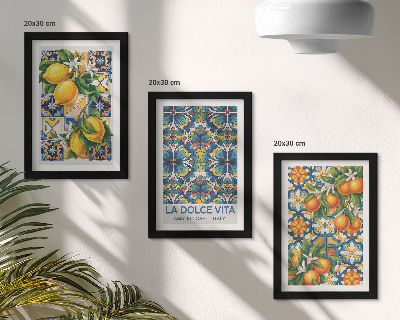 Composizione di 3 quadri Fiori di limone e arancio in motivi colorati