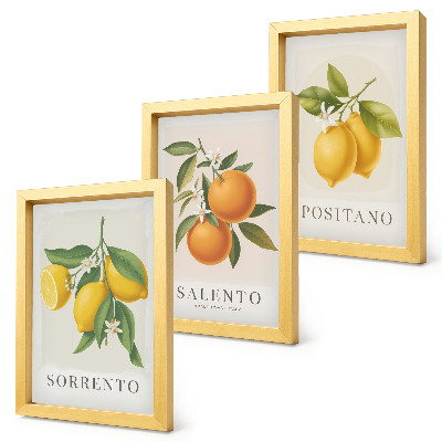 Trittico incorniciato Limoni e arance della Costiera Amalfitana, in Italia.