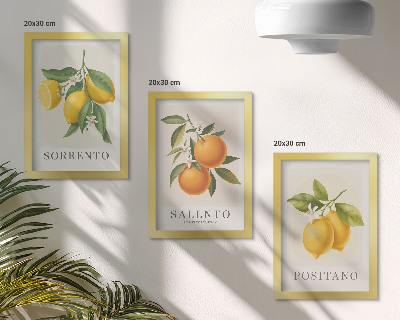 Trittico incorniciato Limoni e arance della Costiera Amalfitana, in Italia.