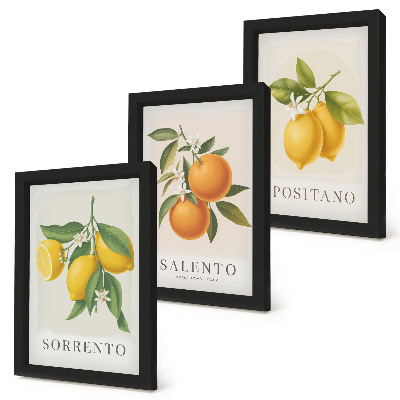 Trittico incorniciato Limoni e arance della Costiera Amalfitana, in Italia.