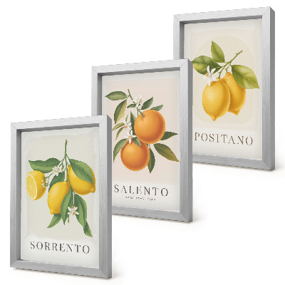 Trittico incorniciato Limoni e arance della Costiera Amalfitana, in Italia.
