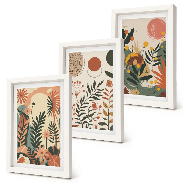 Trittico incorniciato Fantasie floreali vintage in tonalità pastello
