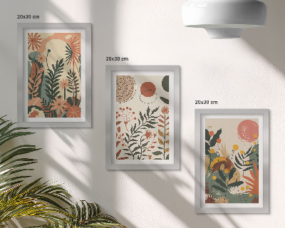 Trittico incorniciato Fantasie floreali vintage in tonalità pastello