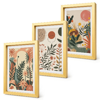 Trittico incorniciato Fantasie floreali vintage in tonalità pastello
