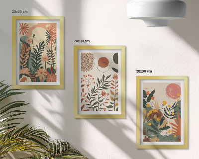 Trittico incorniciato Fantasie floreali vintage in tonalità pastello