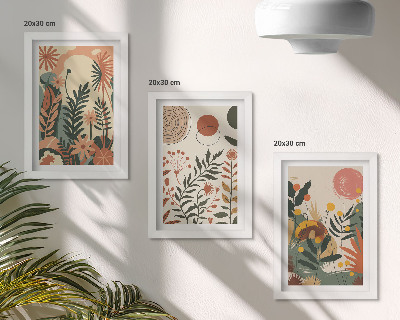 Trittico incorniciato Fantasie floreali vintage in tonalità pastello