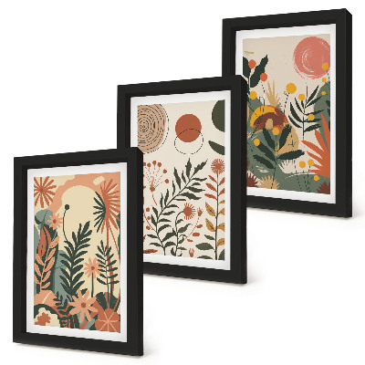 Trittico incorniciato Fantasie floreali vintage in tonalità pastello