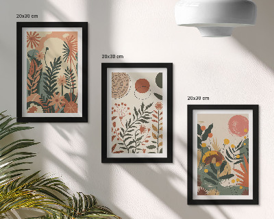 Trittico incorniciato Fantasie floreali vintage in tonalità pastello