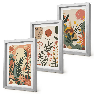 Trittico incorniciato Fantasie floreali vintage in tonalità pastello