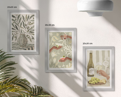 Composizione di 3 quadri Fiori d'ulivo e cocktail rustici