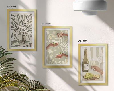 Composizione di 3 quadri Fiori d'ulivo e cocktail rustici