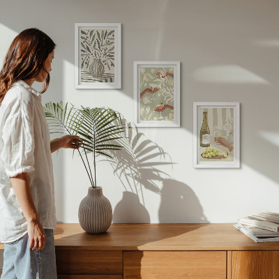 Composizione di 3 quadri Fiori d'ulivo e cocktail rustici