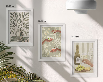Composizione di 3 quadri Fiori d'ulivo e cocktail rustici