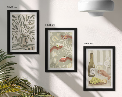 Composizione di 3 quadri Fiori d'ulivo e cocktail rustici