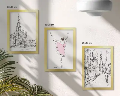 Trittico incorniciato con immagini eleganti di ballerine danzanti e architettura