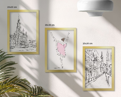 Trittico incorniciato Eleganti immagini di ballerine danzanti e architettura.