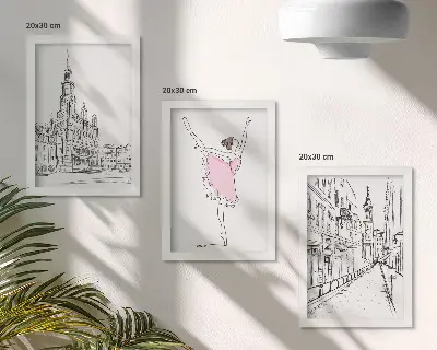 Trittico incorniciato con immagini eleganti di ballerine danzanti e architettura