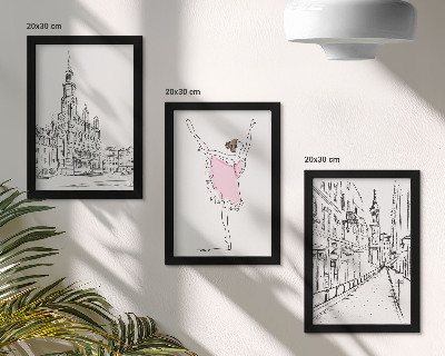 Trittico incorniciato Eleganti immagini di ballerine danzanti e architettura.